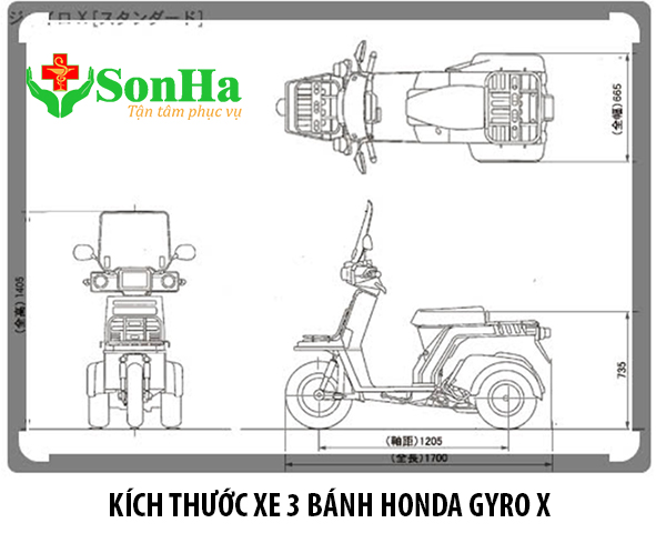 kích thước honda gyro x